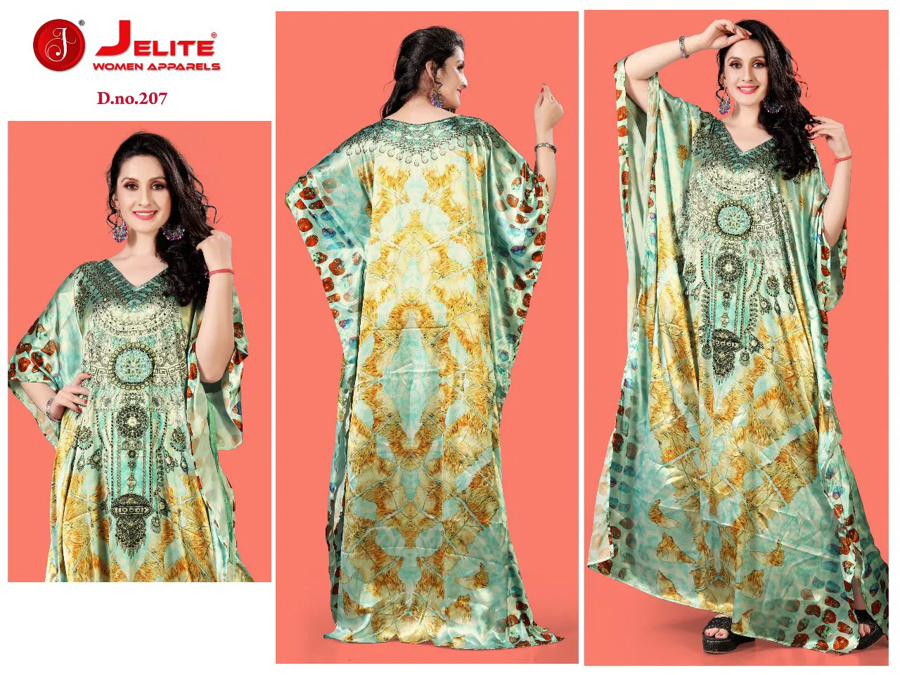 Jelite Unique Design Digital Printed Satin Kaftan Collection