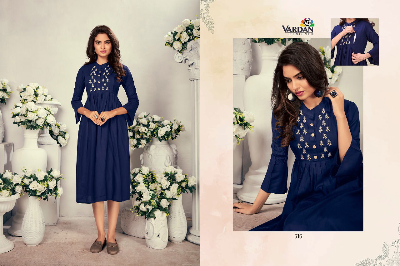 Vardan Good News Latest Fancy Designer Ethnic Wear Heavy Rayon Embroidery Kurtis Collection
