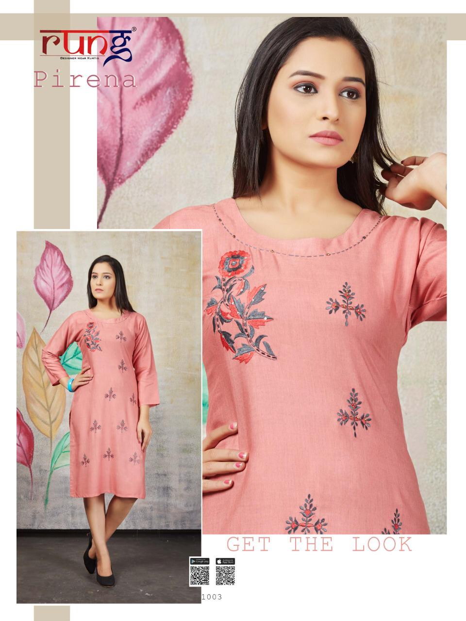 Rung Pirena Latest Designer Rayon Party Wear Kurti Collection