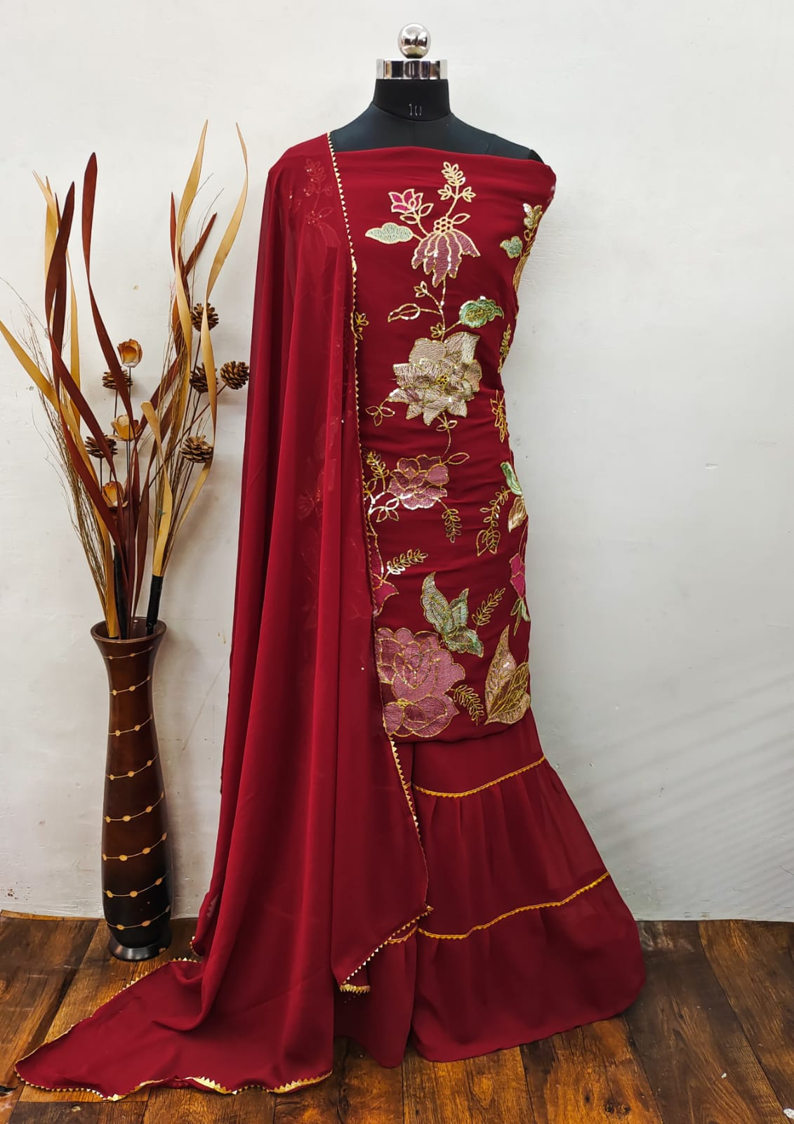 Sharara 2 New Stylish Festive Wear Georgette Heavy Dress Material Collection