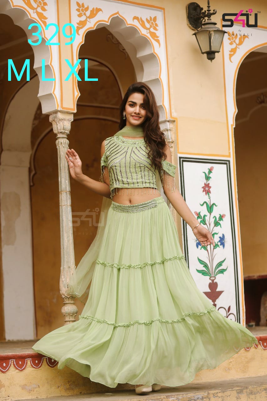 S4u 329 Fancy Gorgeous Look Killer Silk Party Wear Indo Western Lehenga Choli Catalog