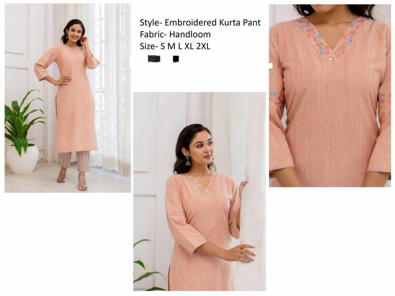 Stylee Girl 1 Handloom Embroidered Kurta With Pant Set Wholesale Market In Surat With Price