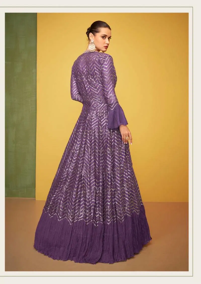 Petals Classic Carnival By Sayuri Silk Designer Gown Exporters In India