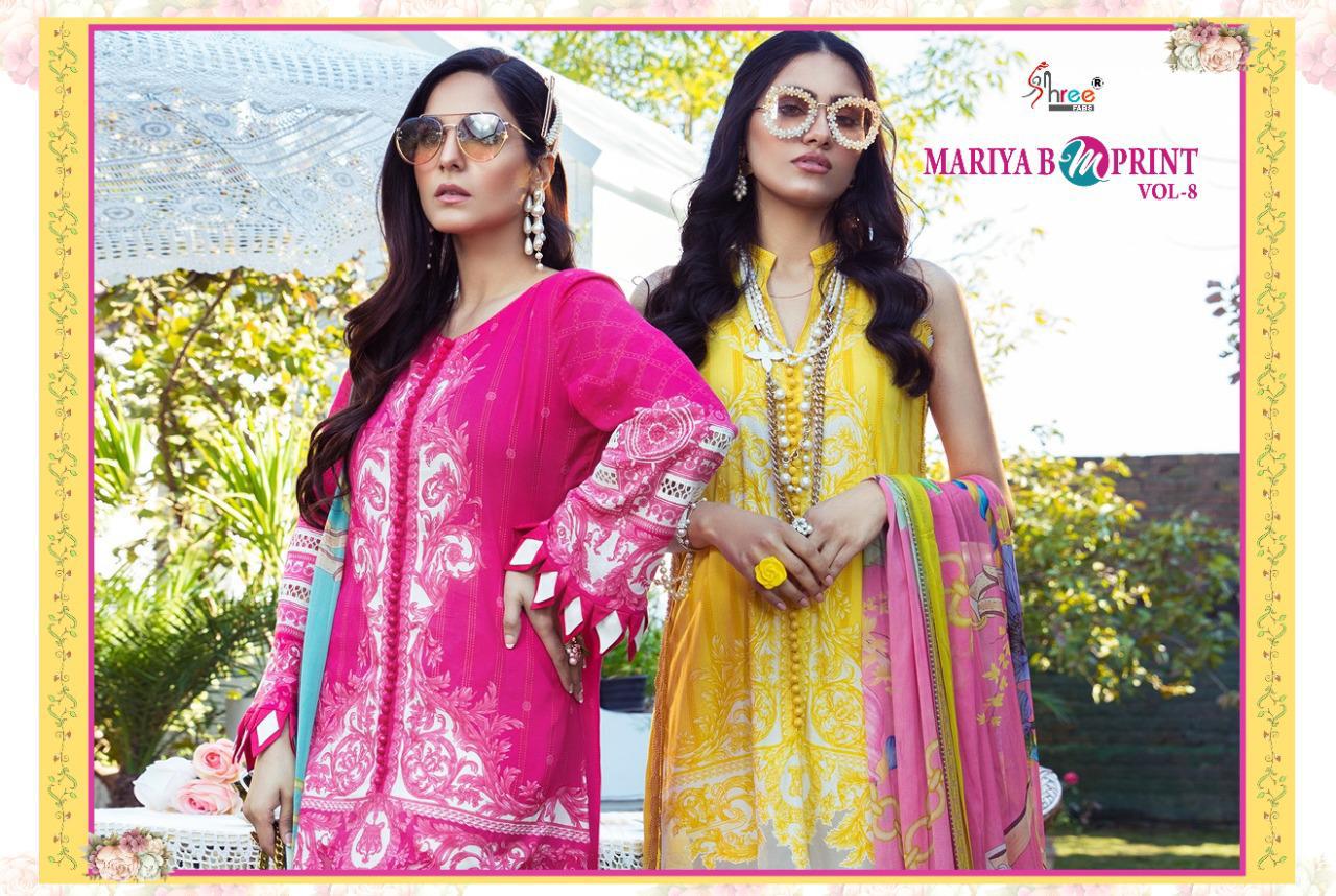 Shree Mariya B Mprint 8 Latest Fancy Designer Festive Wear 	Cambric Cotton Pakistani Salwar Suits Collection
