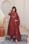 Naisha K 53 Brown Fancy Anarkali Kurti With Bottom Dupatta Wholesale In India