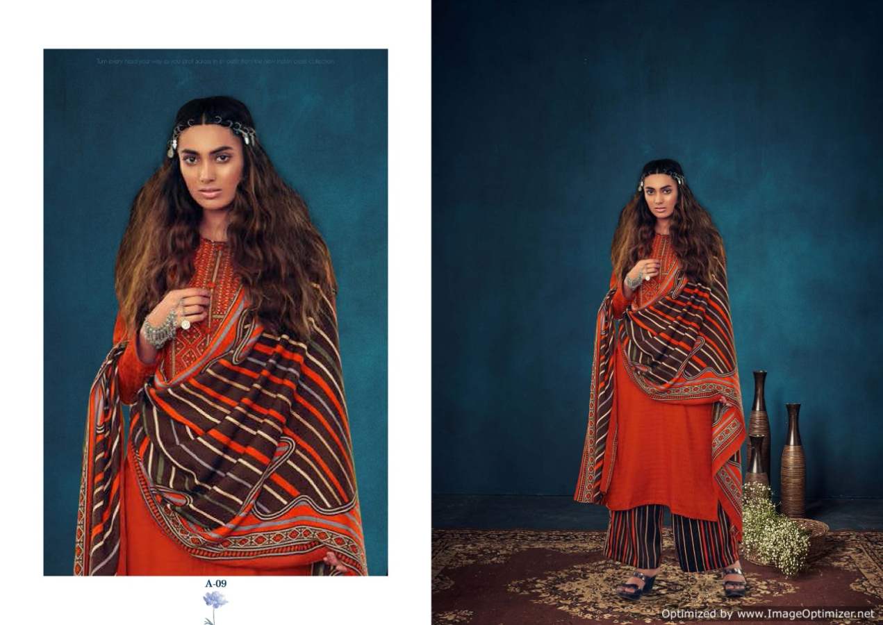 Zulfat Sohni 5 Exclusive Designer Casual Wear Pashmina Print With Heavy Kashmiri Embroidery Work Dress Material With Pure Pashmina Shawl Four Side Lace Dupatta 