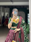 Wine Colour Tussar Silk With Gamthi Work Lehenga Navratri Collection Taraa L 1732 