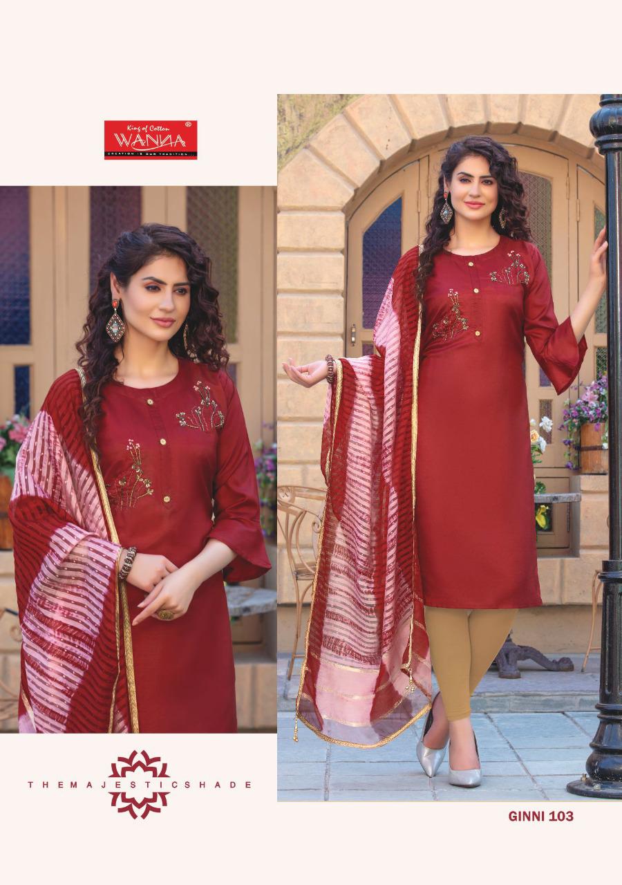 Wanna Ginni Designer Casual Wear Heavy Silk Kurtis With Fancy Heavy Dupatta Collection