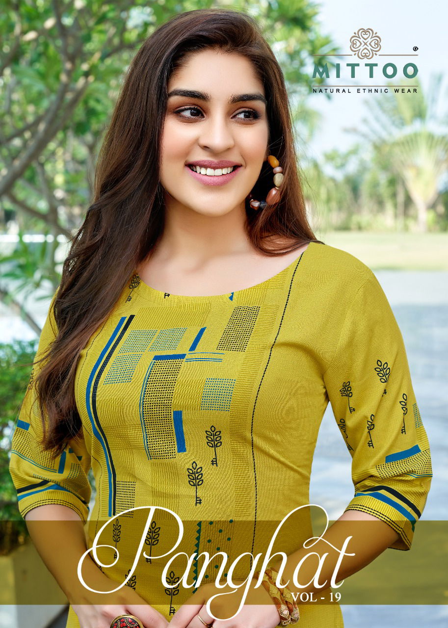 Mittoo Panghat 19 Fancy Ethnic Wear Rayon  Kurtis With Bottom Collection
