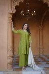 Naisha K 598 Roman Silk With Work Kurti With Plazzo Dupatta Exporters In India