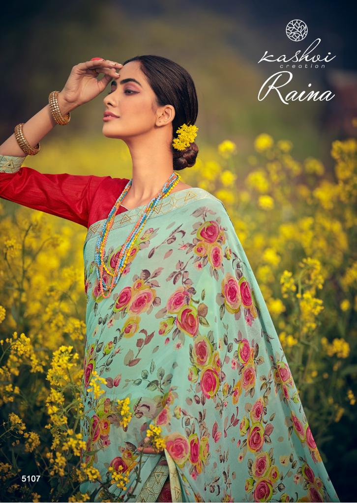 Kashvi Raina Georgette Ethnic Wear Designer Printed Saree Collection
