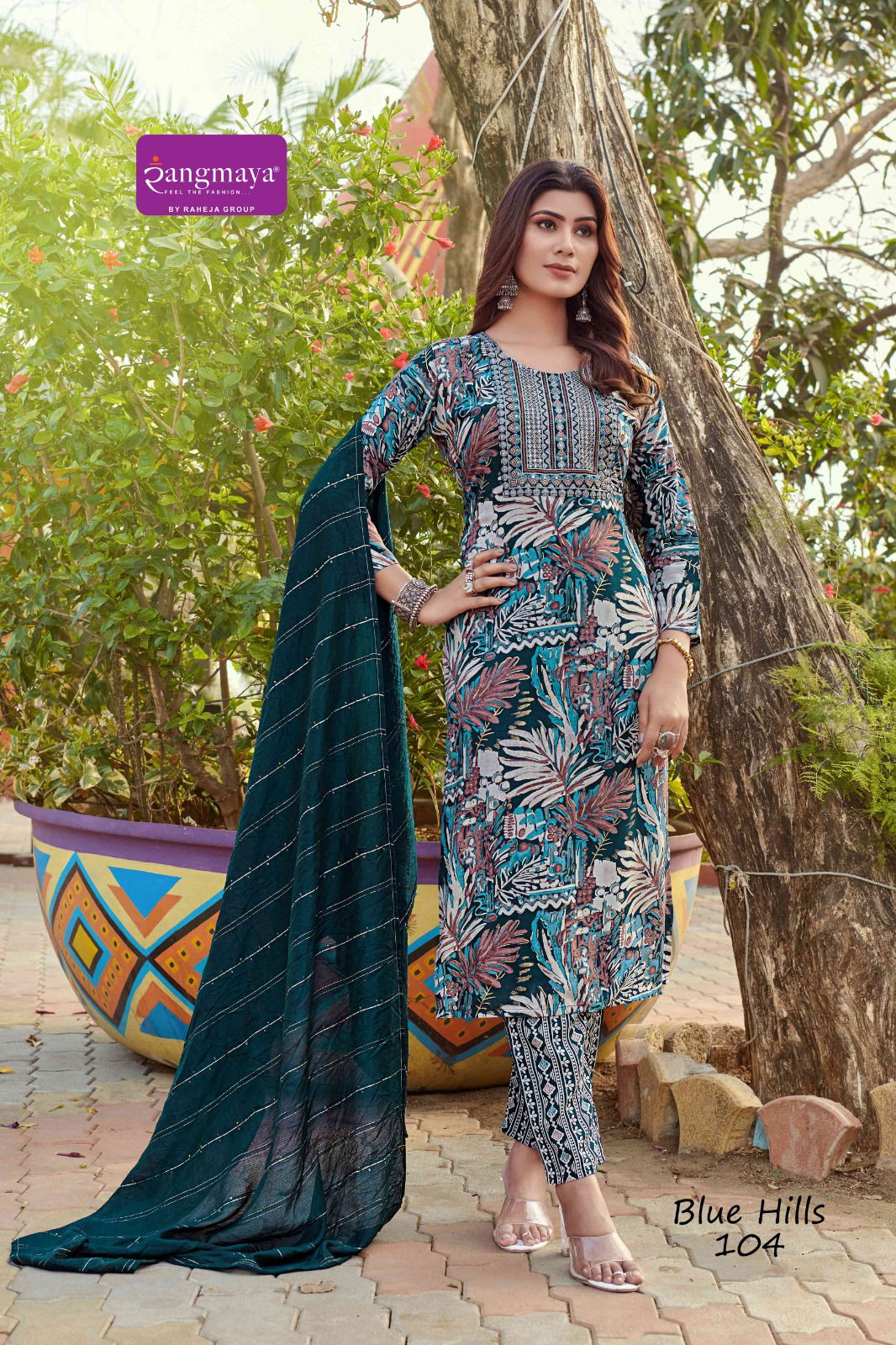 Blue Hills By Rangmaya Rayon Kurti With Bottom Dupatta Suppliers In India