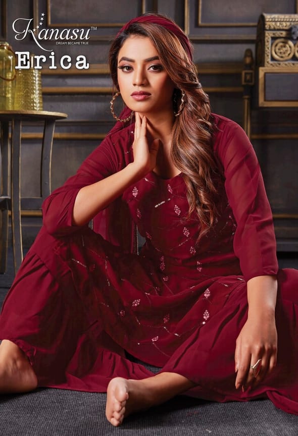 Kanasu By Erica Georgette Designer Sharara Suit Catalog