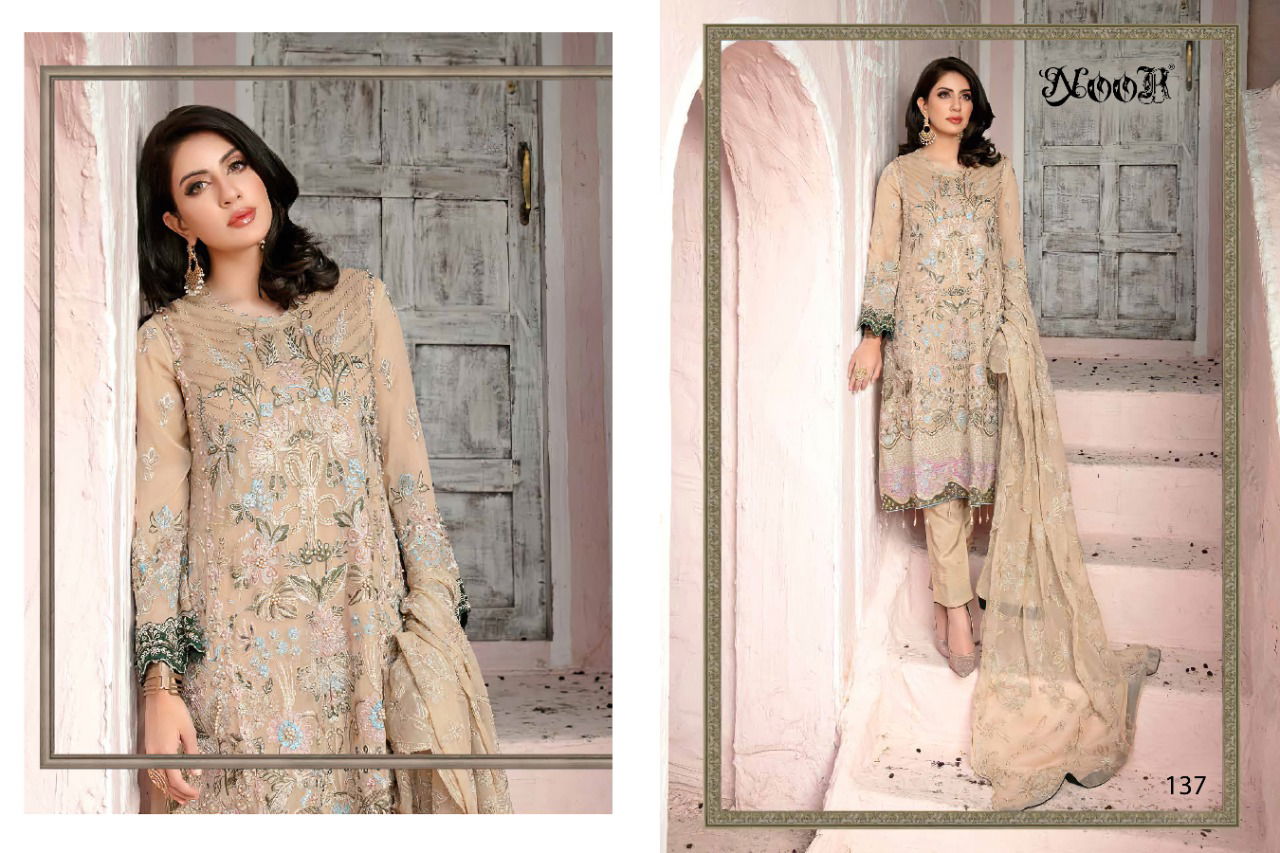 Noor Chevron 3 Embroidery Festive Wear Georgette Salwar Kameez Collection
