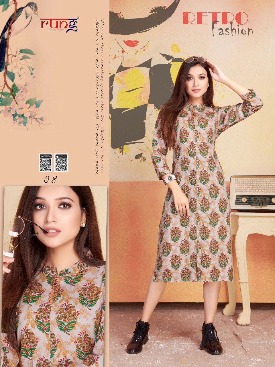 Rung Blend Latest Designer Printed Casual Wear Kurtis Collection 