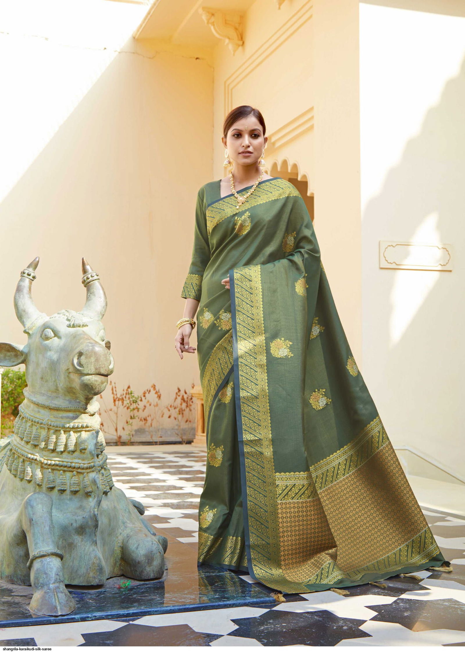 Shangrila Karaikudi Festive Wear Heavy Designer Silk Saree Collection
