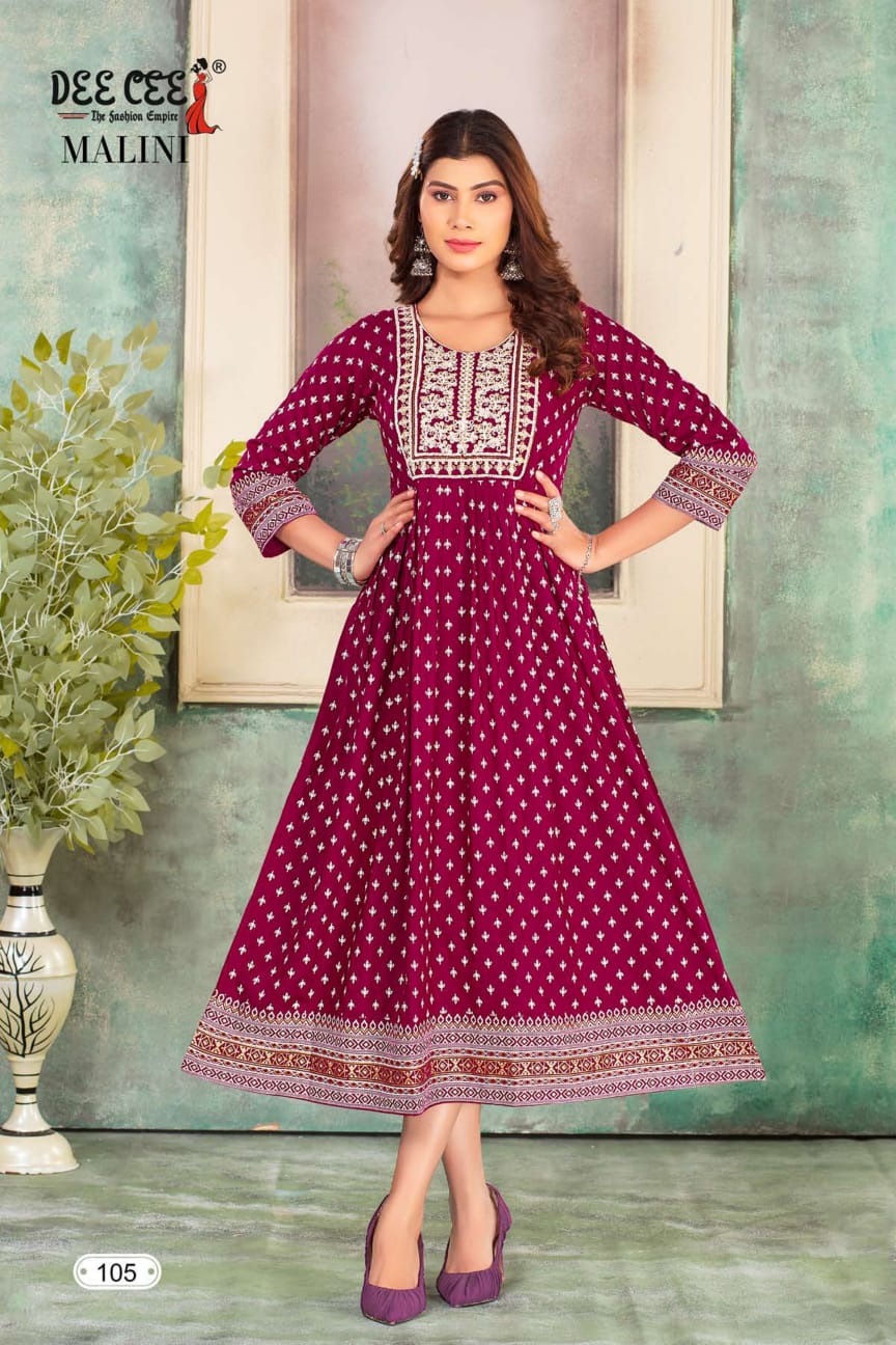 Malini By Dee Cee Printed Anarkali Kurtis wholesale market in Surat with Price