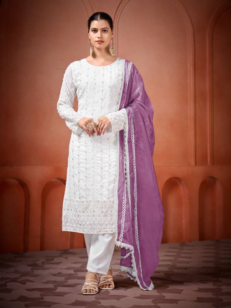 Yanaya 023 Georgette Embroidered Kurti Bottom With Dupatta Best Wholesale Shop In Surat