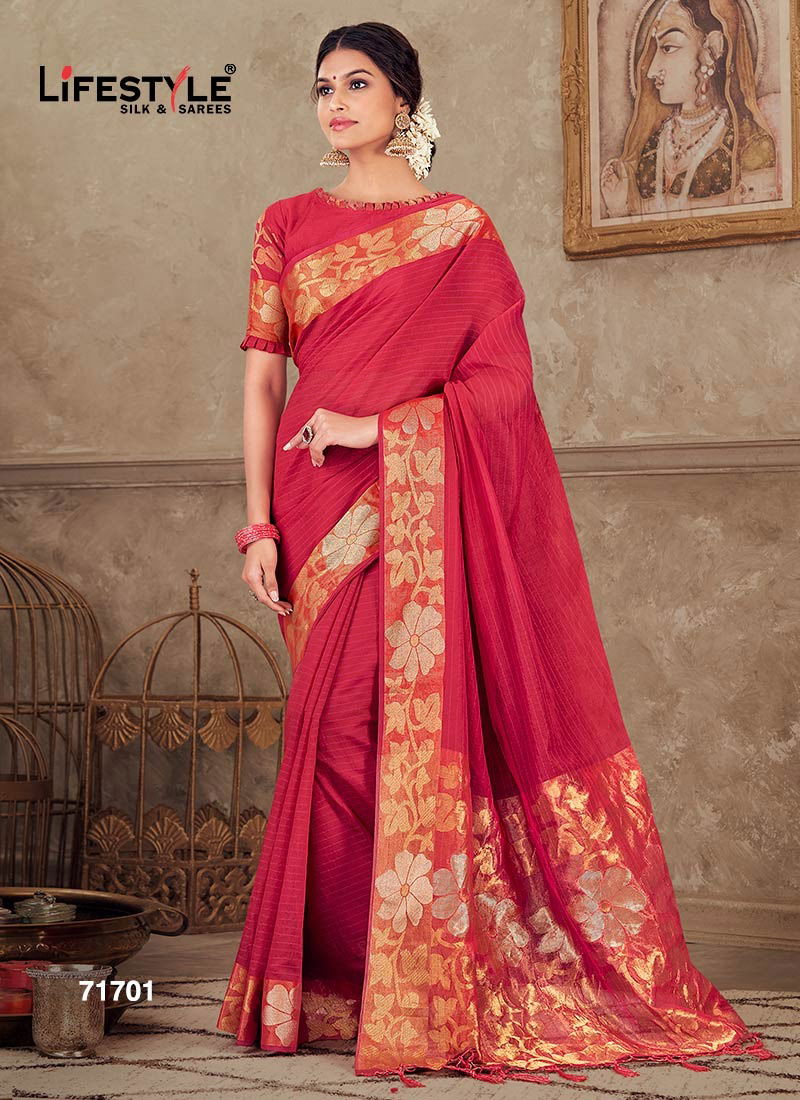 LIFE STYLE LASHKARA  VOL-1 Latest Fancy Designer Festive Wear Heavy Chanderi Gala Silk Rich Pallu Saree Collection