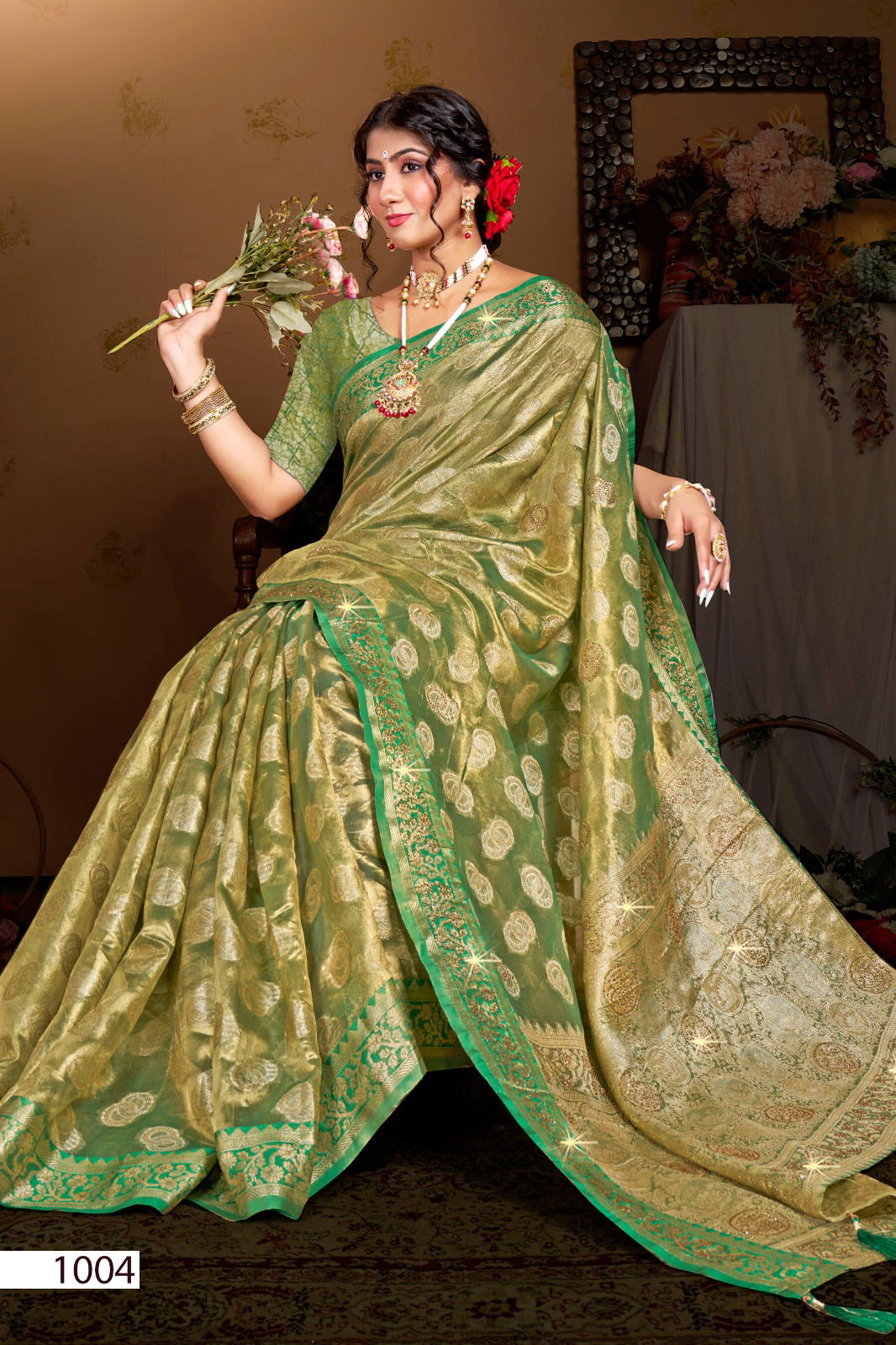 Lilly Tissue Vol 1 By Saroj Swarovski Work Designer Saree Suppliers In India