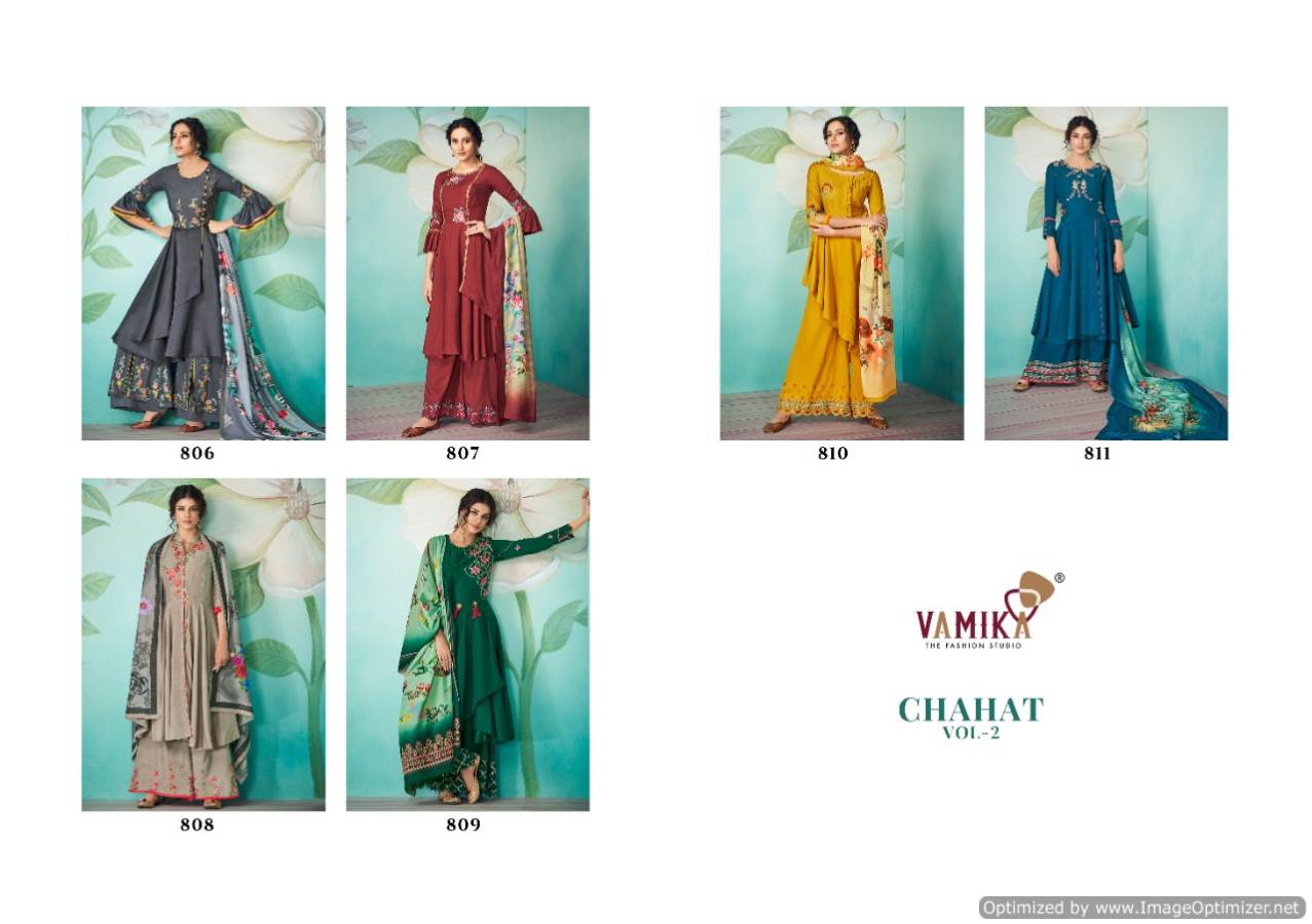 Vamika Chahat 2 Latest Designer Party Wear Pure Muslin Ready Made Suit Collection