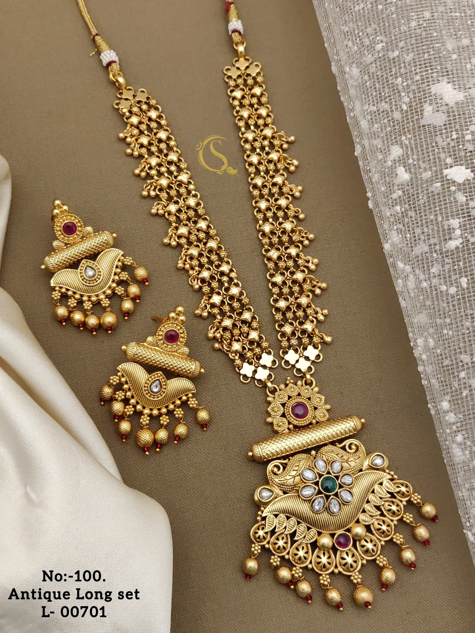 Accessories Golden Antique Long Chandan Set Catalog