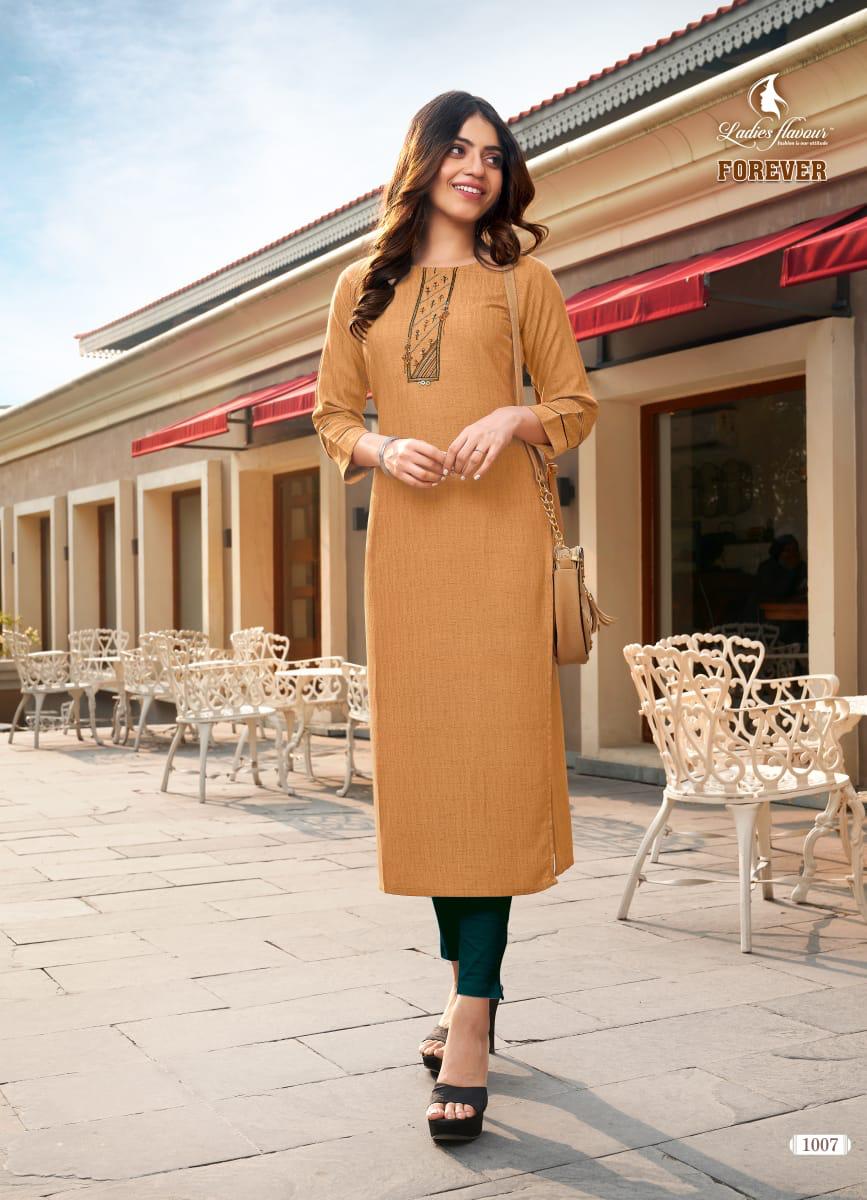 LADIES FLAVOUR FOREVER Latest Designer Festive Wear Fancy Rayon Weaving Pattern With Hand work Heavy Kurtis Collection 