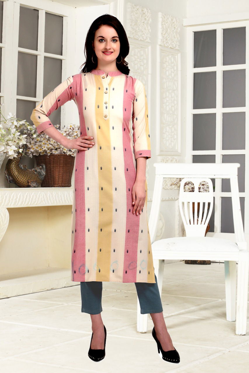 Handloom Latest Fancy Designer Regular Casual Wear Cotton Printed Kurtis Collection

