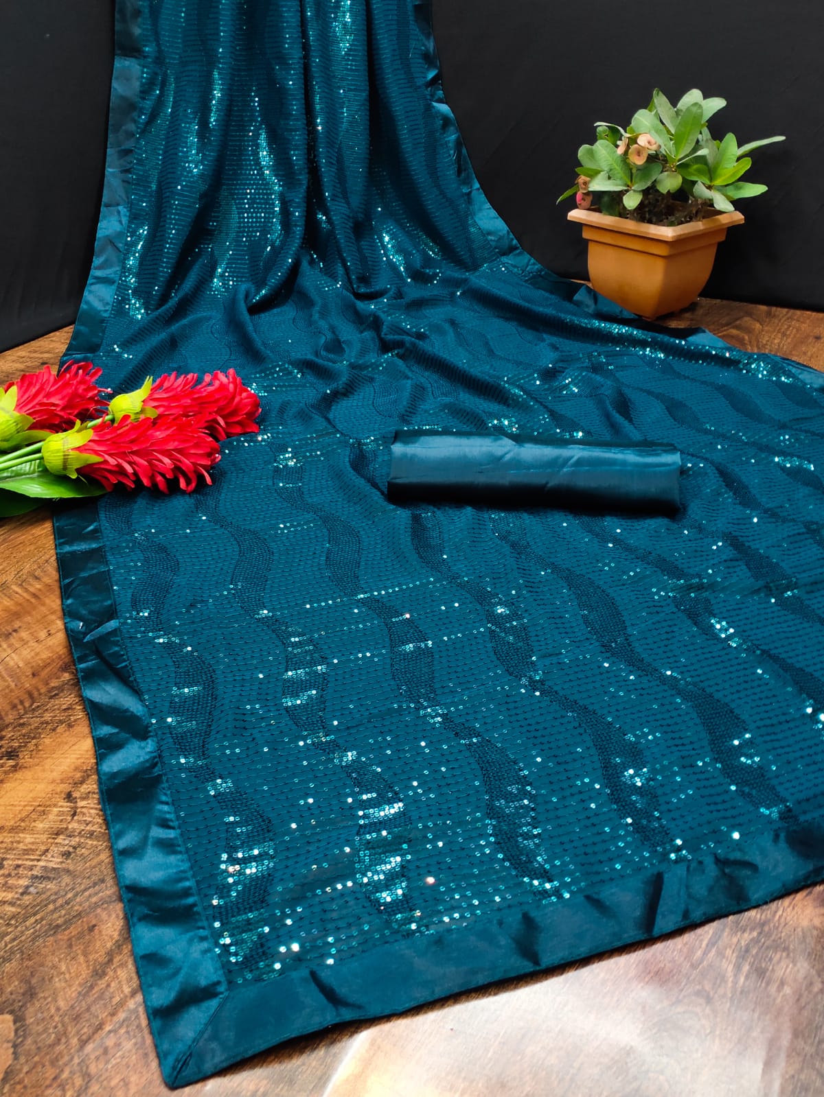 Rim Zim 1 Designer Sequence Soft Georgette Fancy Party Wear Sarees Collection
