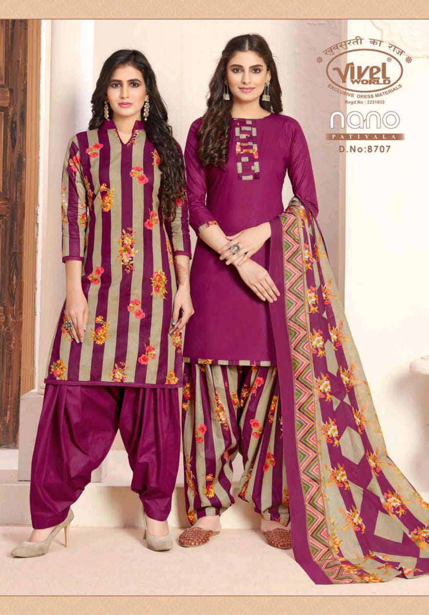 Vivel Nano Patiyala Vol 4 Latest Designer Printed Daily Wear Patiyala Suit Dress Material Collection 