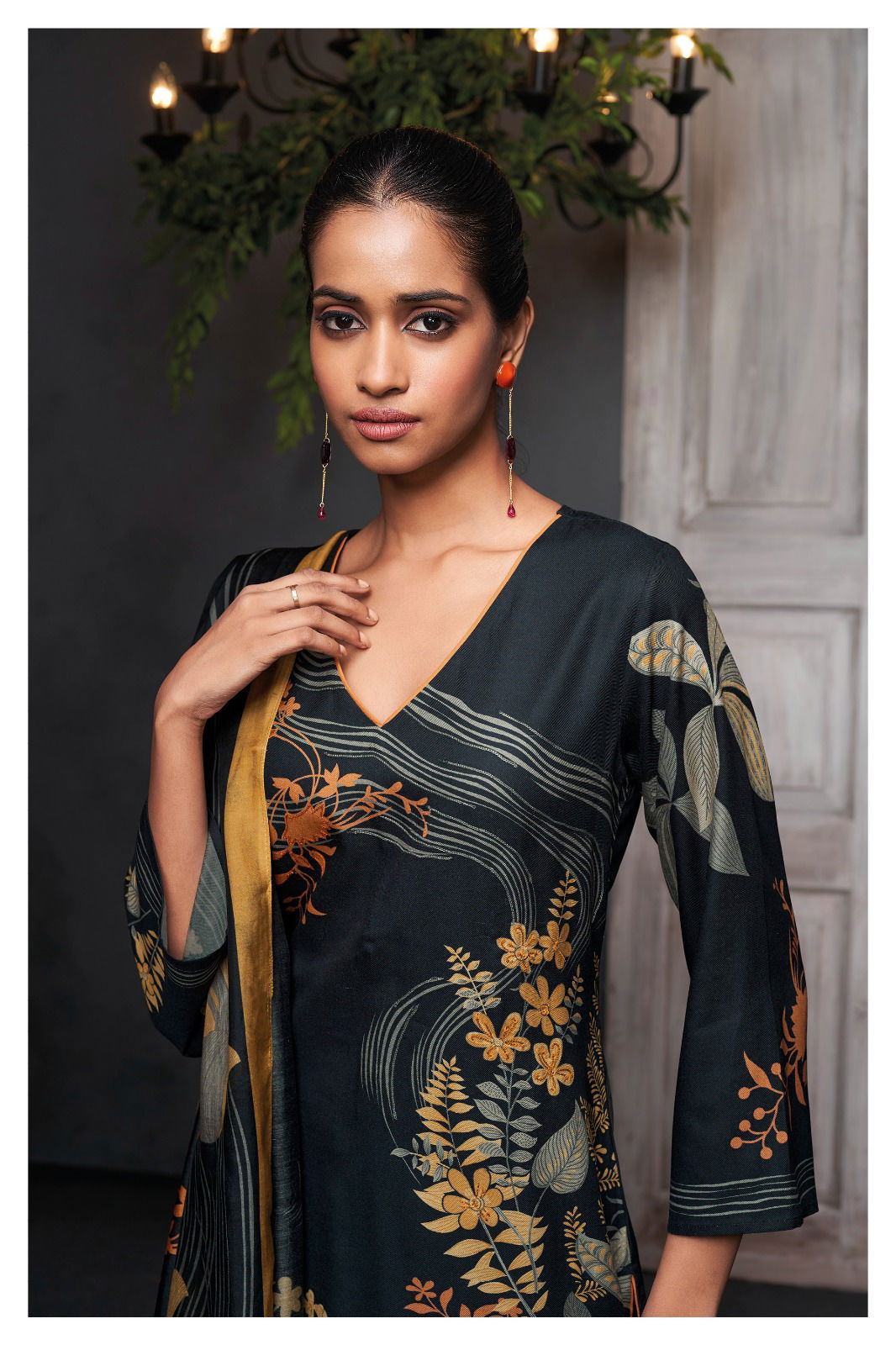 Teya 1973 By Ganga Printed Pashmina Dress Material Catalog