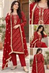 Festival Vol 1 Bandhej Rayon Kurti With Bottom Dupatta