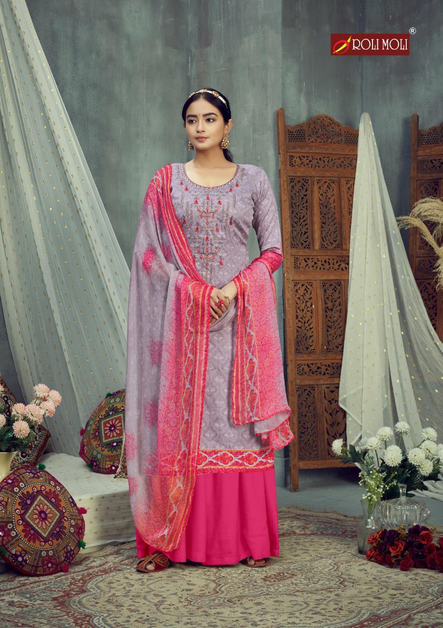 ROLI MOLI SARINA Latest fancy festive Wear Pure Glace cotton Designers Embroidery Readymade Salwar suit collection