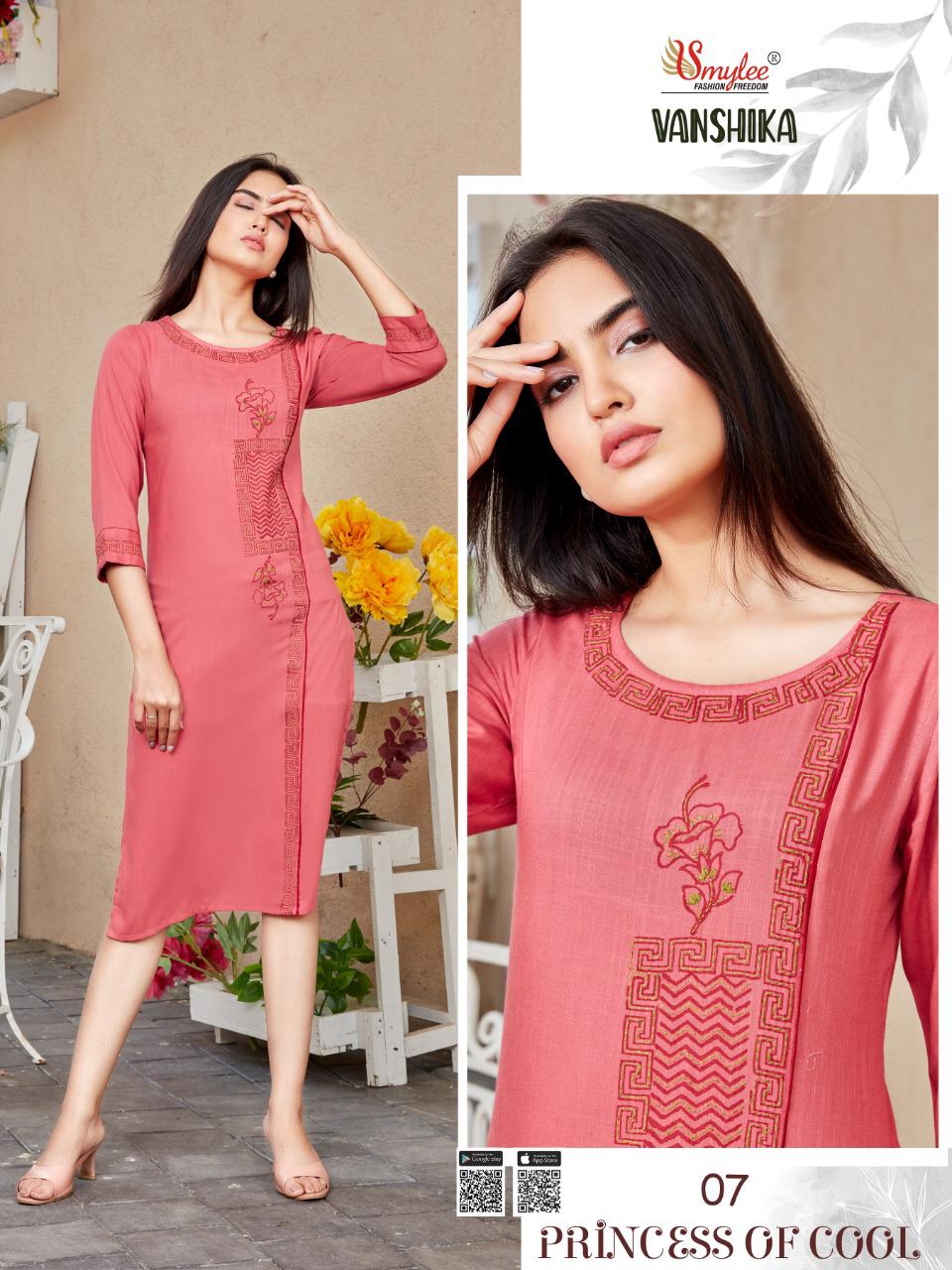 Smylee Vanshika Latest Fancy Designer Ethnic Wear  Heavy Slub Rayon Designer Kurti Collection
