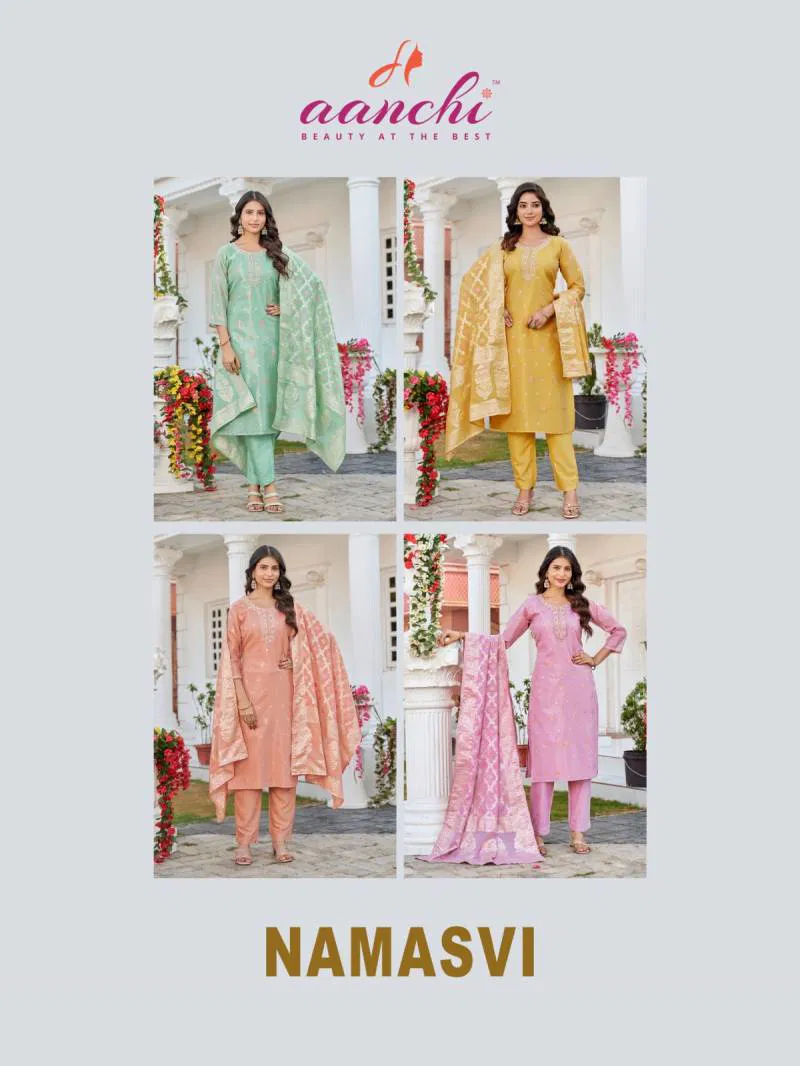 Namasvi By Aanchi Meena Jacquard Kurti Bottom With Dupatta Wholesale In India