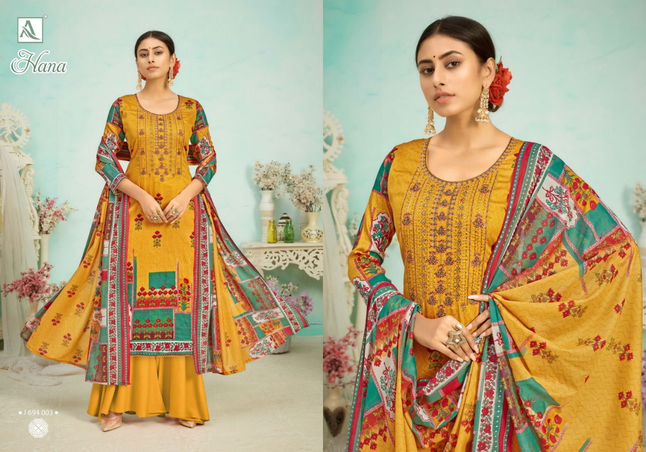 Alok Hana Latest Fancy Casual Wear Pure Viscose Rayon Print With Embroidery Designer Dress Material Collection