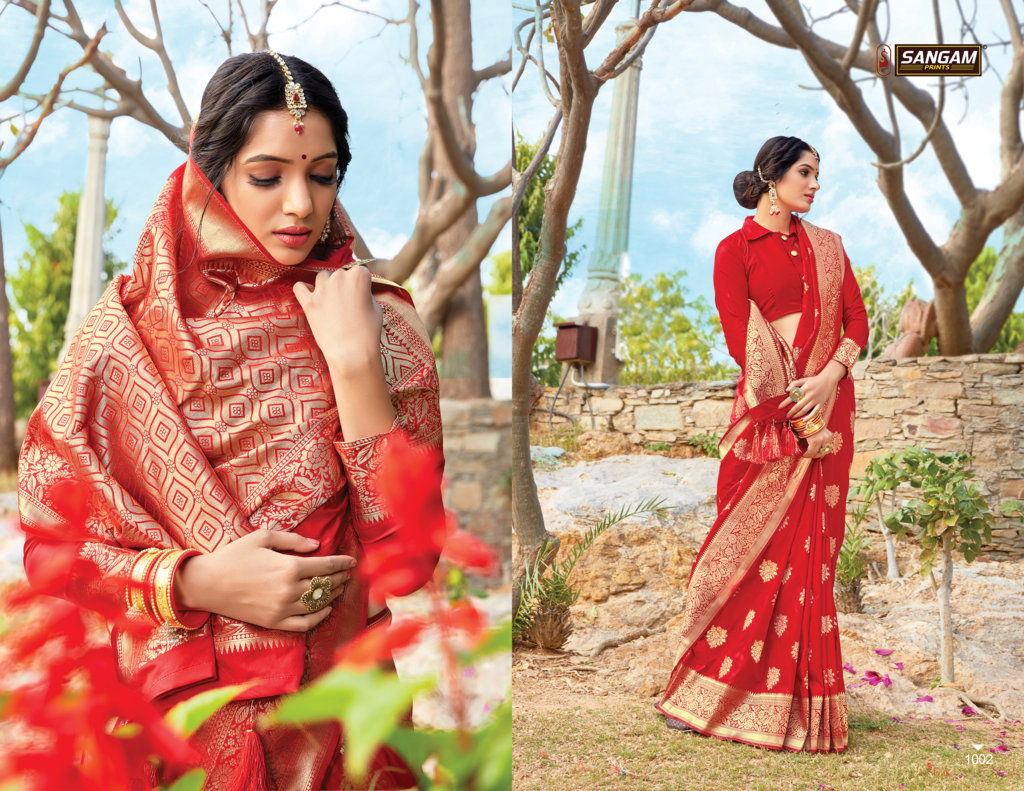 Sangam Red Rose Exclusive wedding Wear Pure Silk Designer Bridal Saree Collection