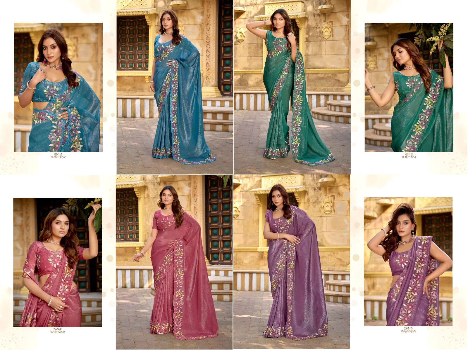 Df 265 A To 265 D Crunchy Chiffon Designer Party Wear Saree Exporters In India