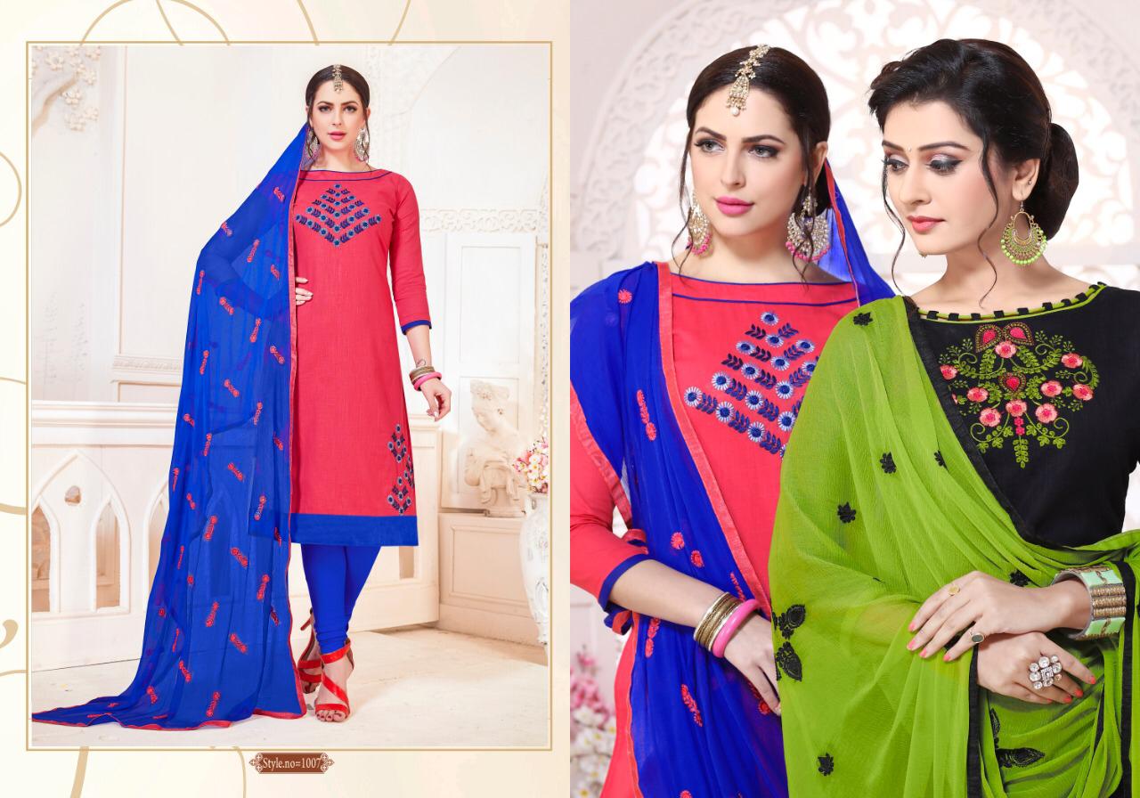 Maahi South Cotton Slub With Embroidery Work And Najmeen Embroifery Work Dupatta Dress Mterial OR Ready Made Collection
