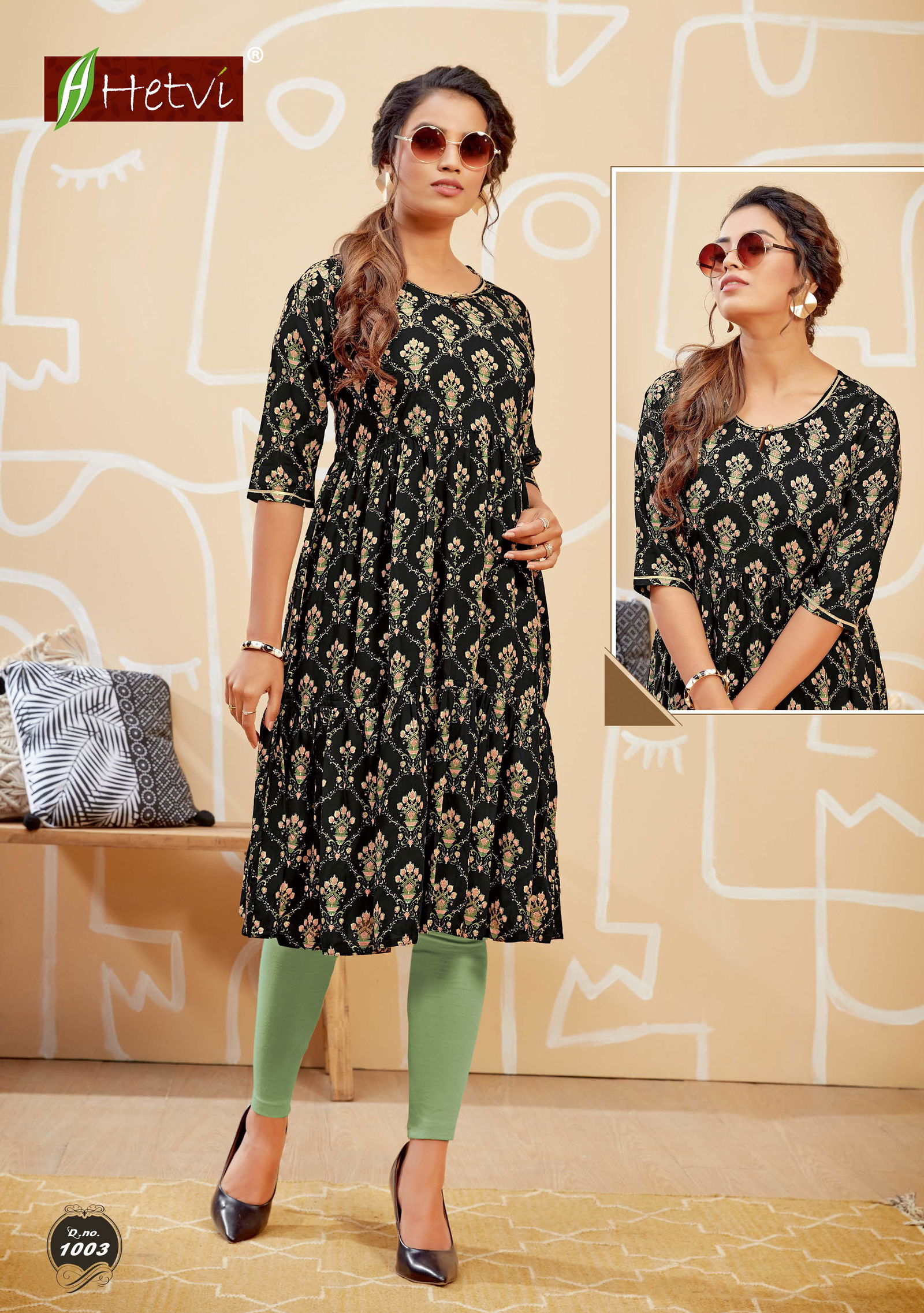 Hetvi Forum Casual Wear Rayon Printed Designer Anarkali Kurtis Collection
