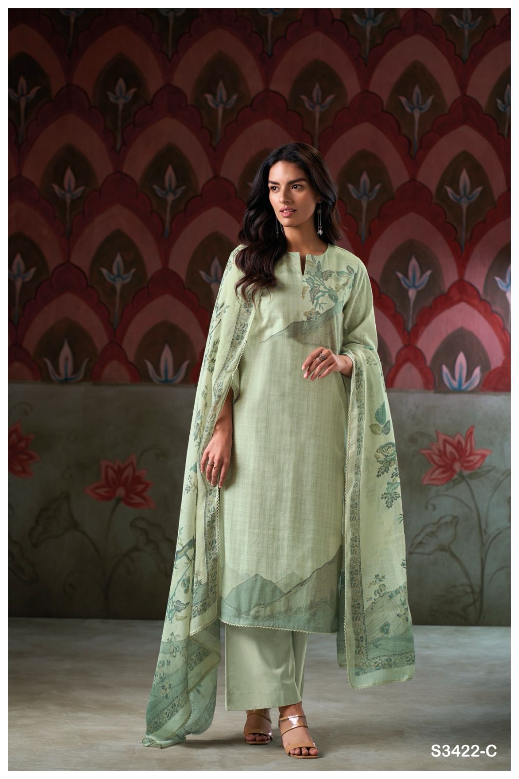 Fariha 3422 by Ganga Cotton Printed Embroidery Salwar Suit Wholesale In India