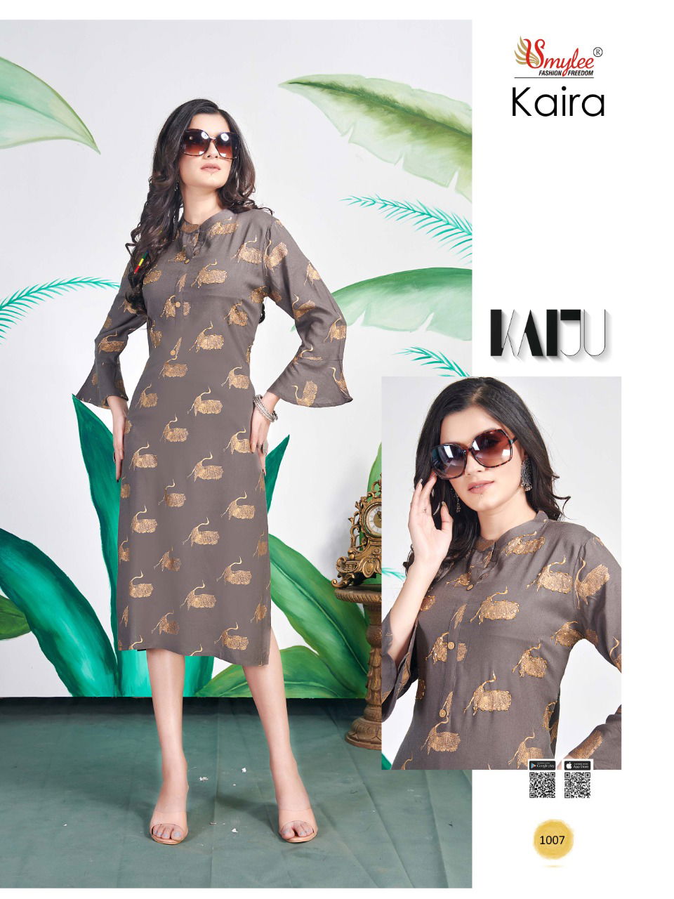 Smylee Kaira Latest Casual Wear Heavy print rayon Designer Kurtis Collection