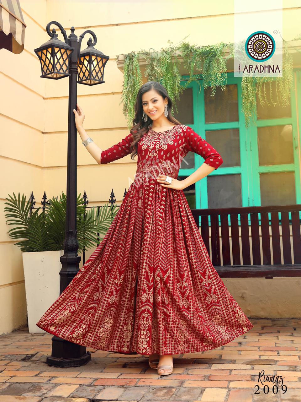 Aradhna Riwaaz 2 Fancy Festive  Wear Anarkali Rayon Printed Long Kurtis Collection