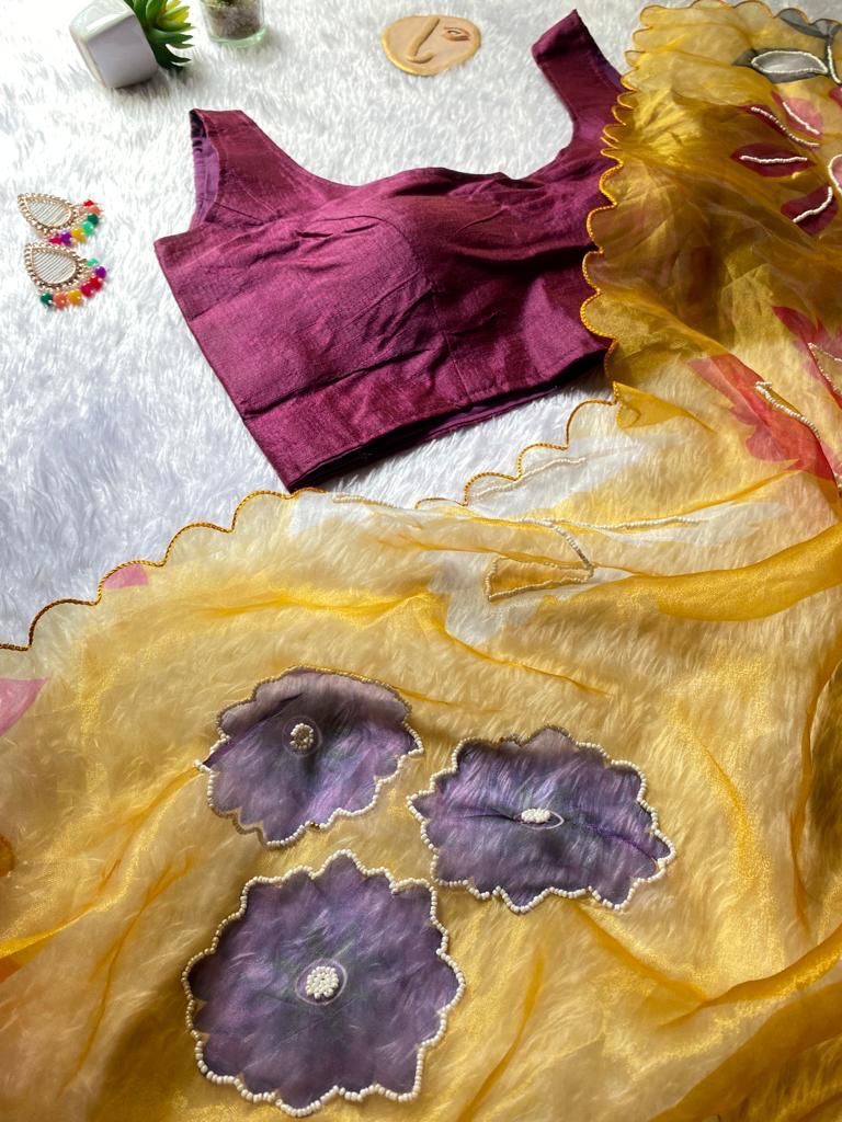 Mann Designer Organza Party Wear Sarees Catalog