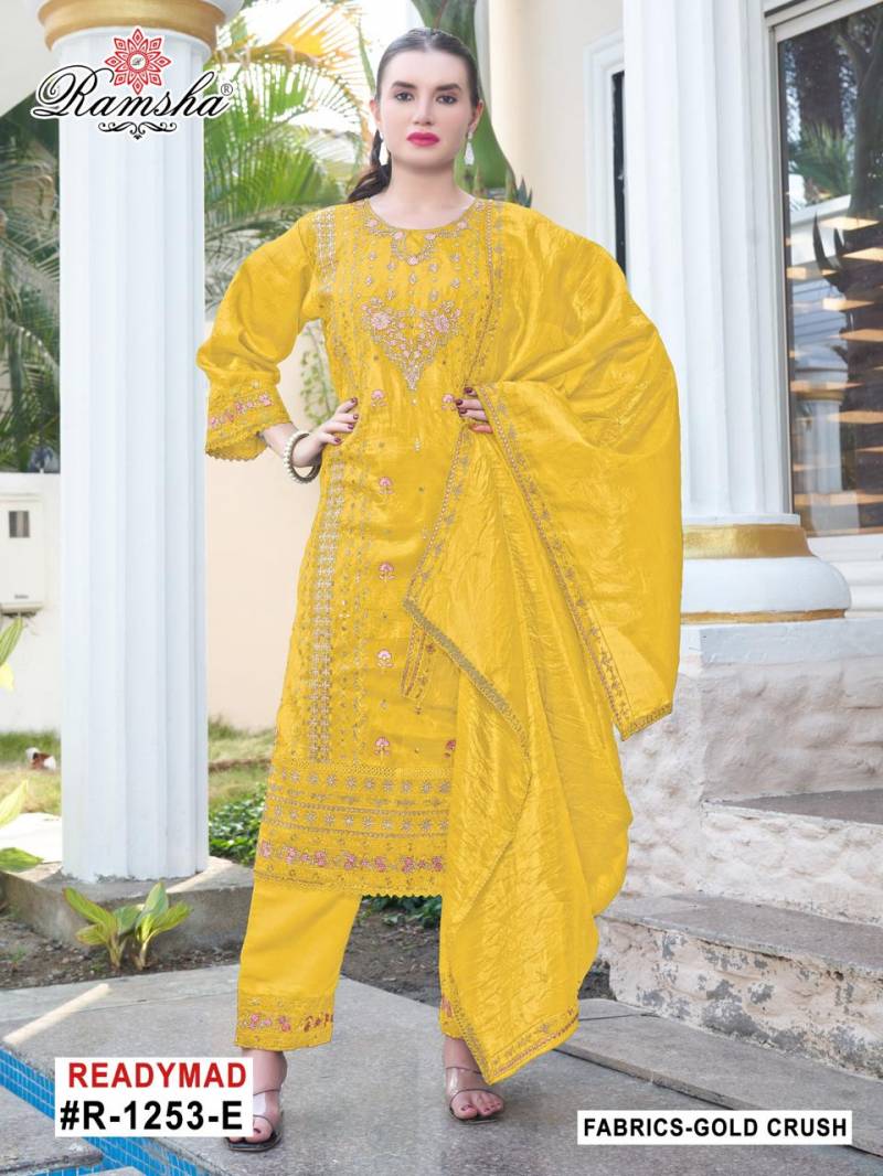 R 1253 E To H By Ramsha Ready Made Salwar Suits Wholesale Clothing Distributors In India