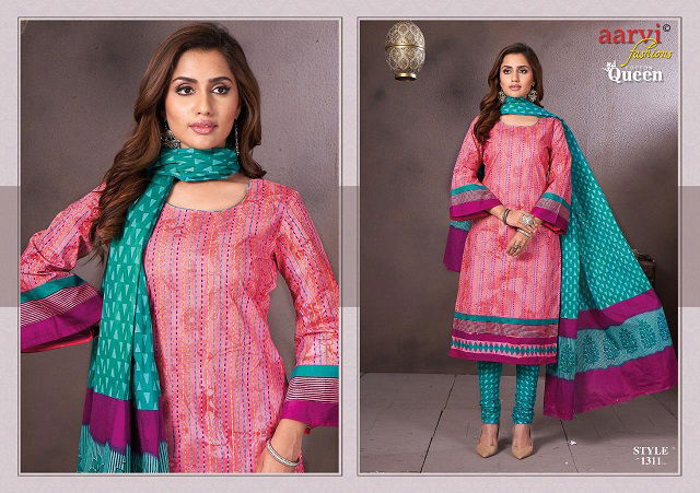 Aarvi Queen 3 Latest fancy regular Wear Pure Cotton Cambric Dress Material Collection

