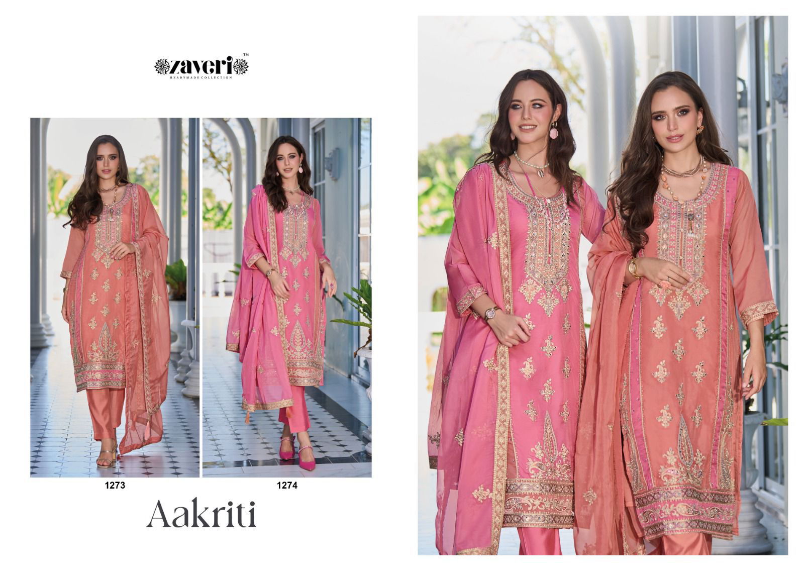 Aakriti By Zaveri 1273-1274 Wholesale Kurti With Bottom Dupatta in India
