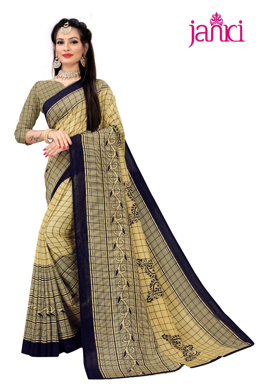 Janki Lady Queen 2 Latest Collection Of Daily Wear Vichitra Silk Chex Print Saree 