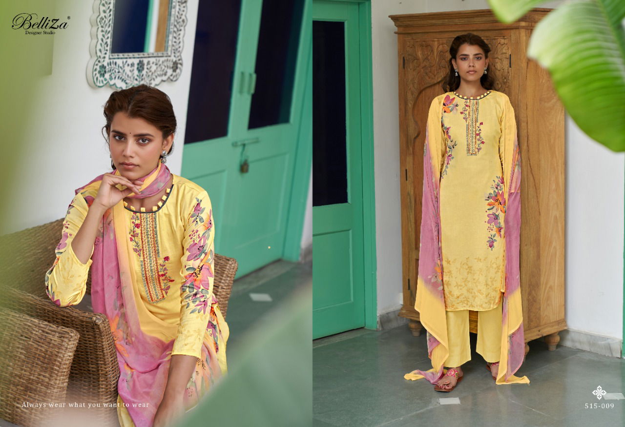 Belliza Ehsaas Casual Wear Pure Jam Cotton Printed And Heavy Embroidery Designer Dress Material Collection
