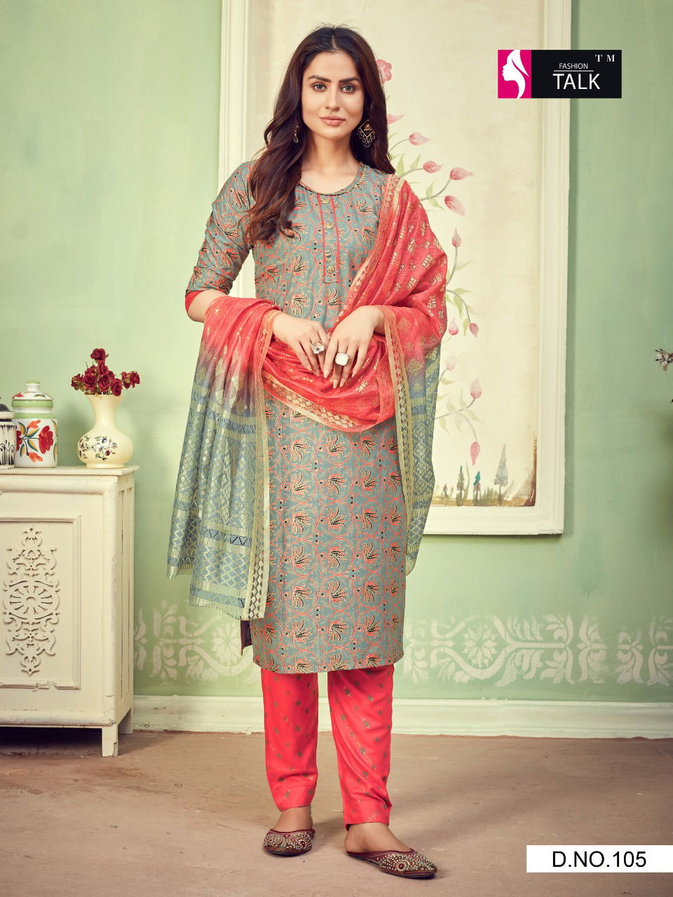 Ft Cherry 1 Latest Fancy Designer Ethnic Wear Rayon Foil Printed  Ready Made Salwar Suit Collection

